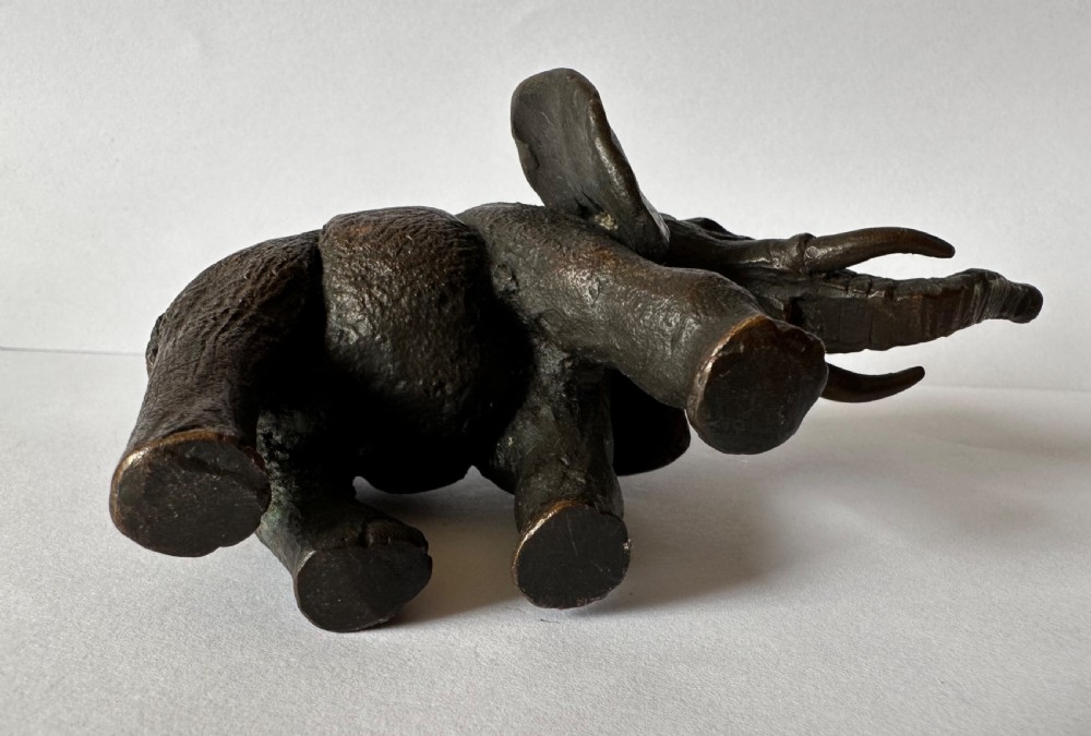 Antique Austrian Cold Painted Bronze Elephant  View V