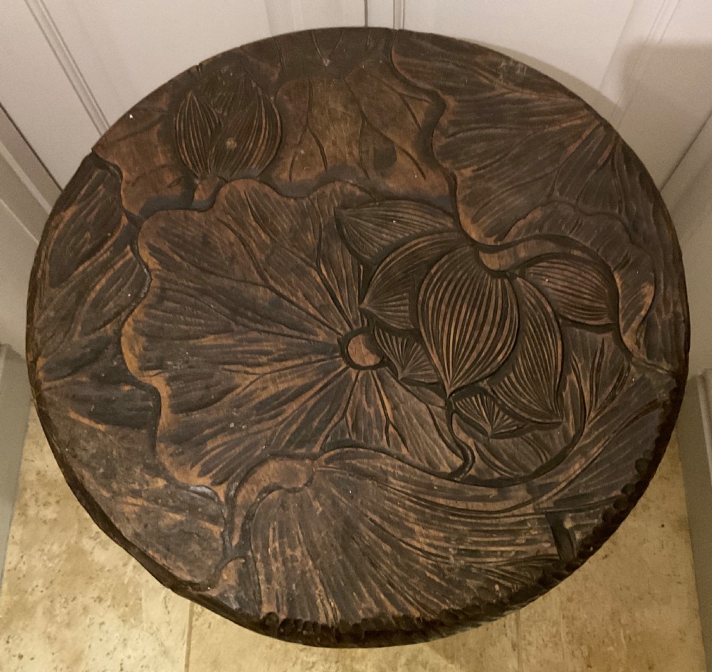 A Japanese carved side table, retailed by Liberty & Co.  View IV