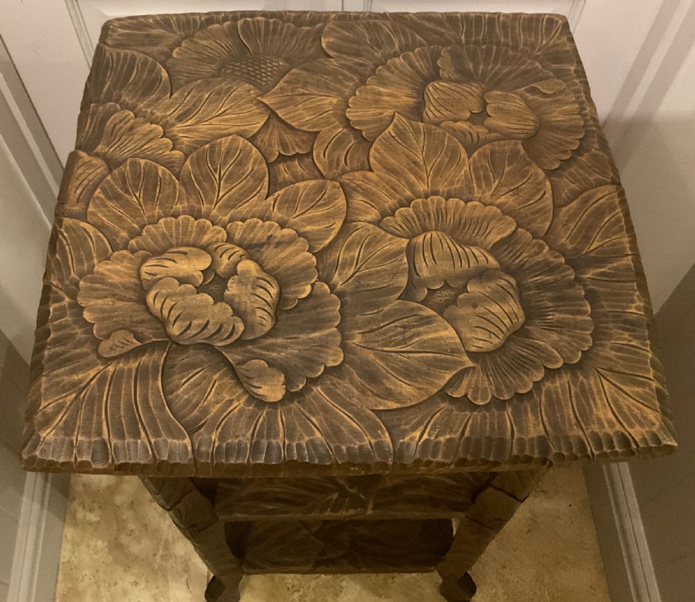 Japanese carved side table, retailed by Liberty & Co.  View II