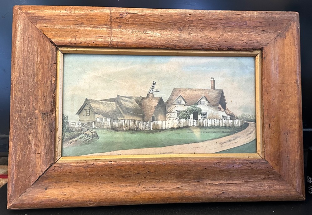 19th century watercolour of a Kentish Farmhouse 