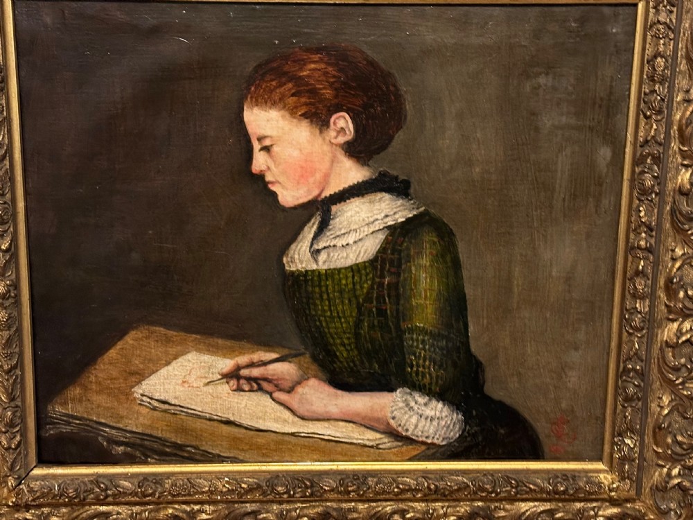 Oil on canvas lady writing  View V