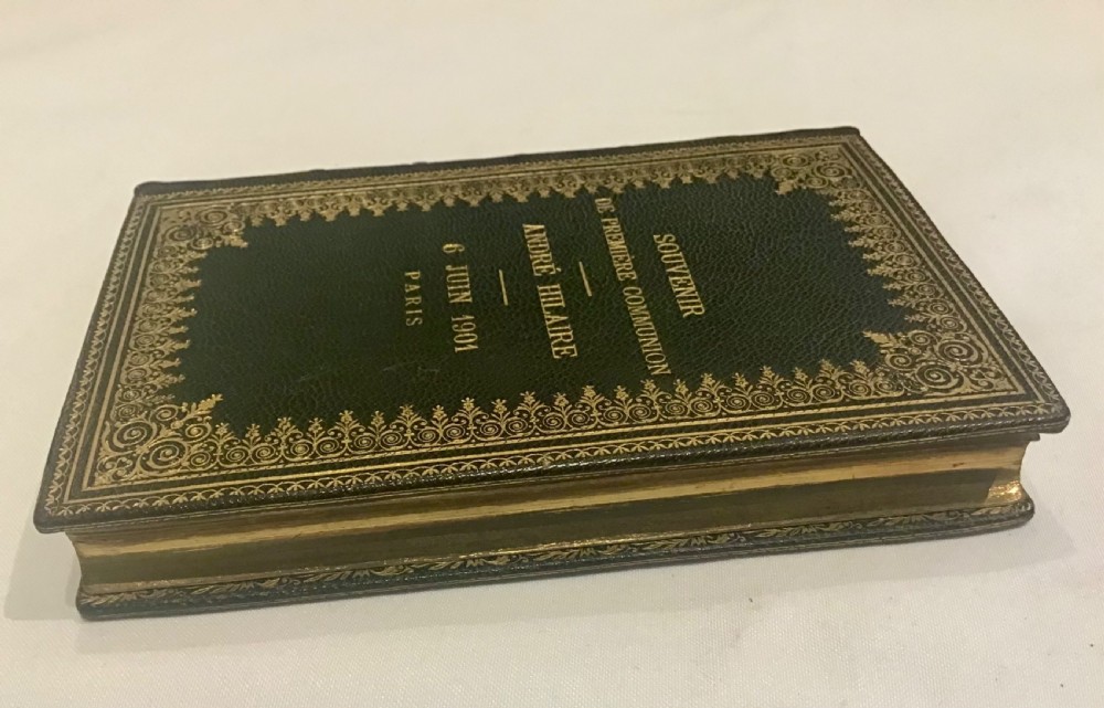 Antique Leather Bound French Communion Book View VI