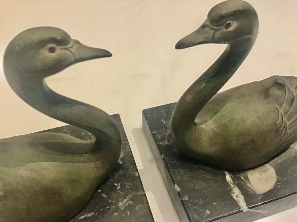 Pair of 1920s Swan Book-Ends  View II