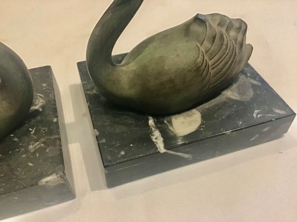 Pair of 1920s Swan Book-Ends  View III