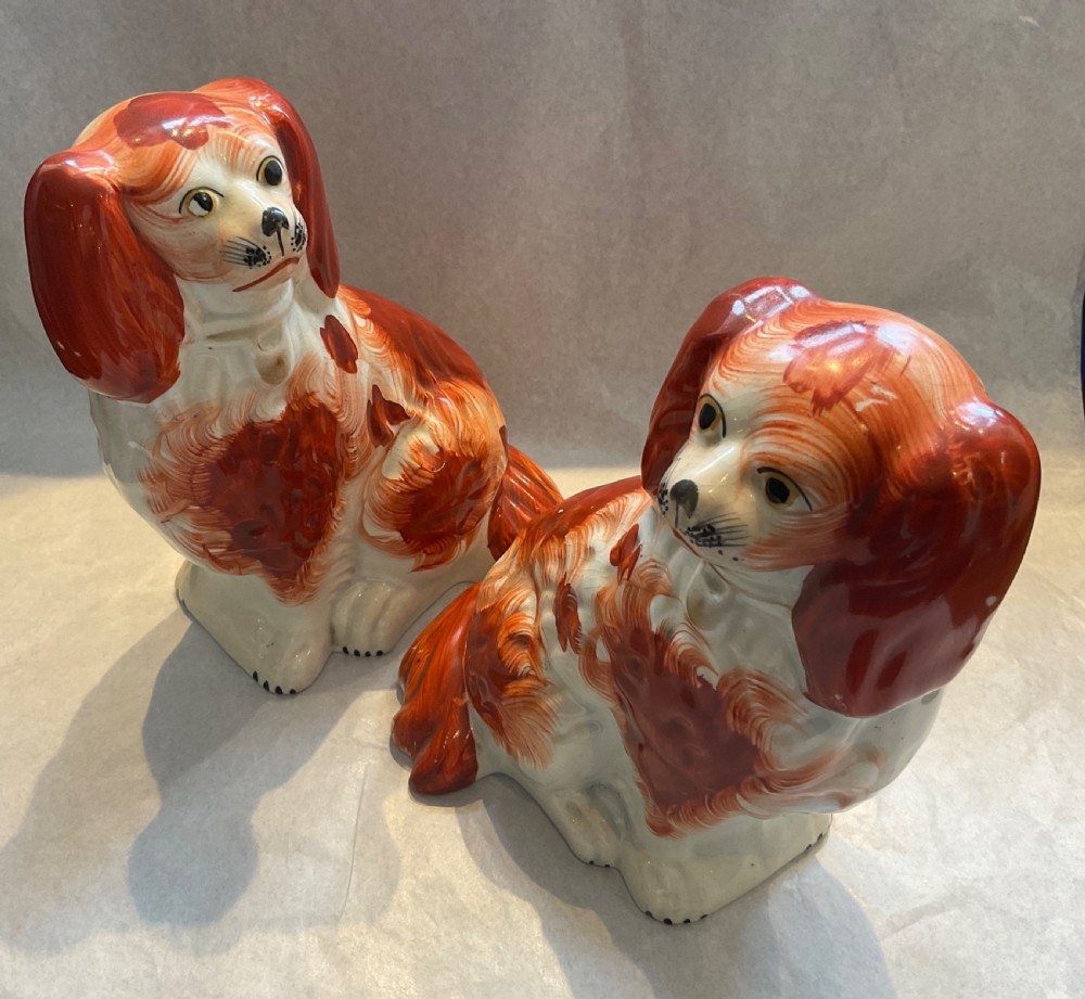 Pair of Victorian Staffordshire Spaniels  View II