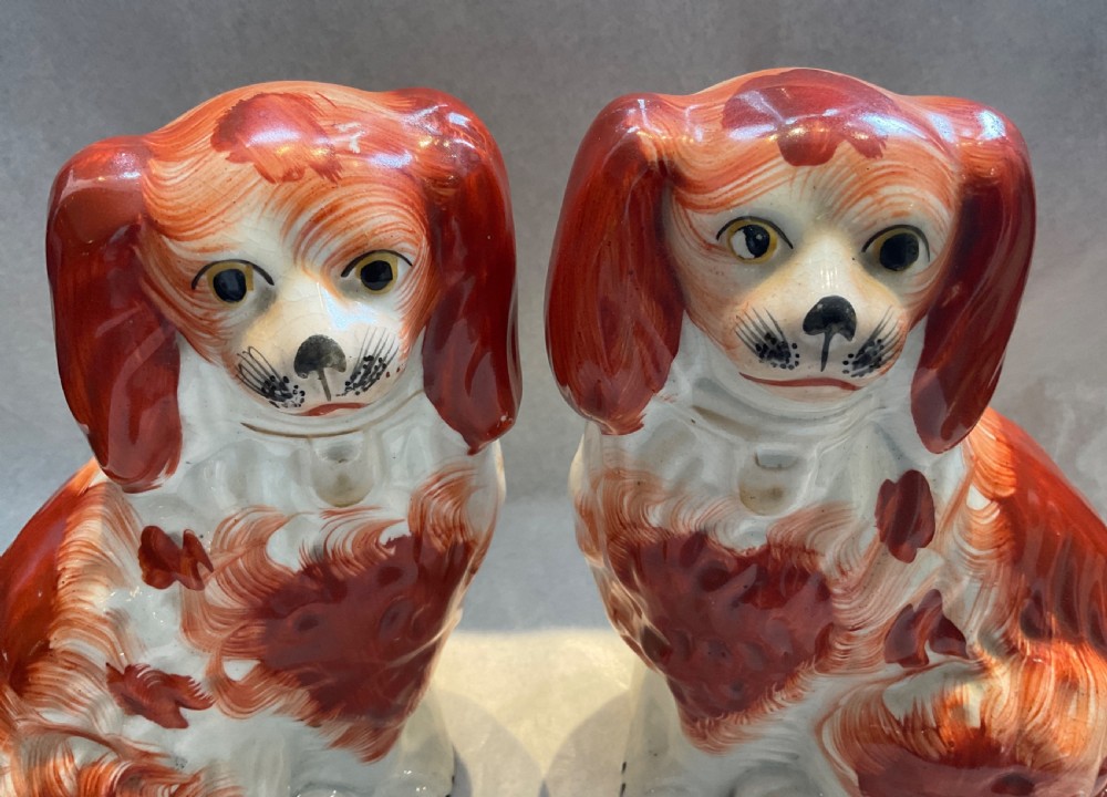 Pair of Victorian Staffordshire Spaniels  View III
