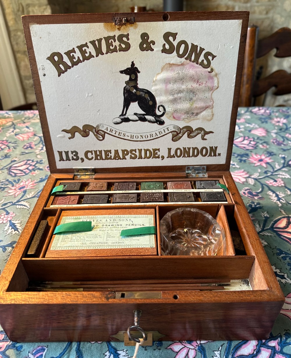 Victorian Artist’s Mahogany Box with original contents 
