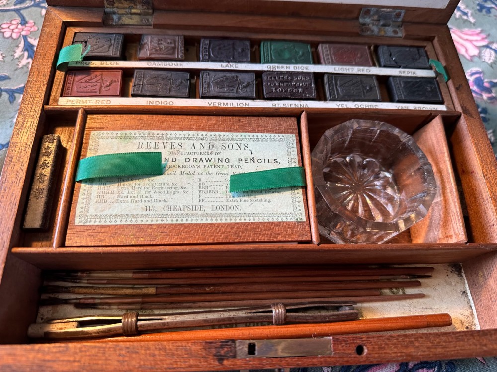 Victorian Artist’s Mahogany Box with original contents  View VI