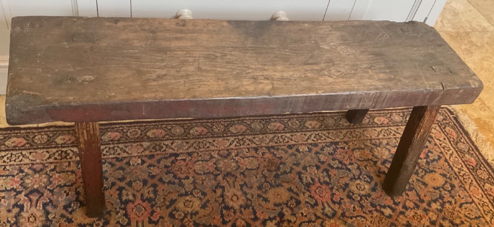 19th Century Welsh Oak Slab Pig Bench