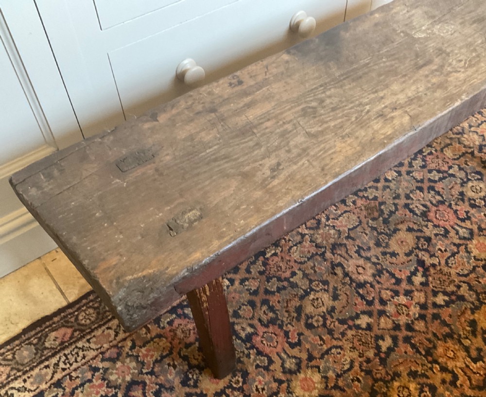 19th Century Welsh Oak Slab Pig Bench View II