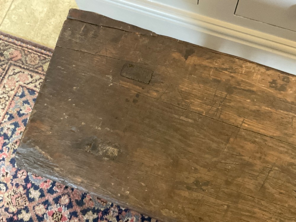 19th Century Welsh Oak Slab Pig Bench View IV