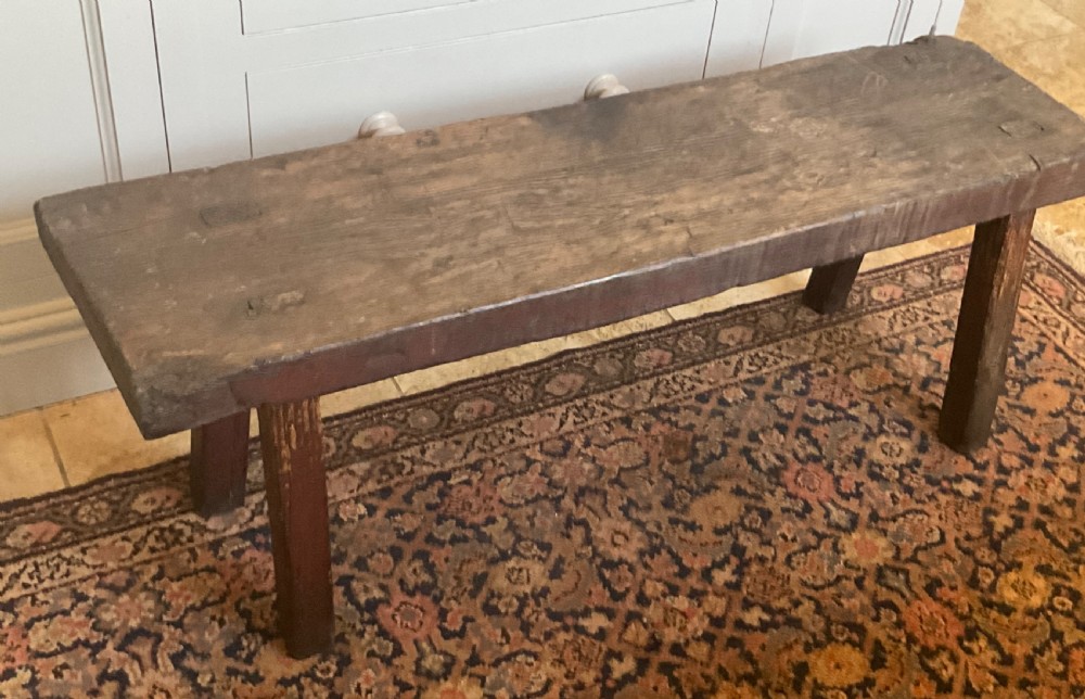 19th Century Welsh Oak Slab Pig Bench View VI