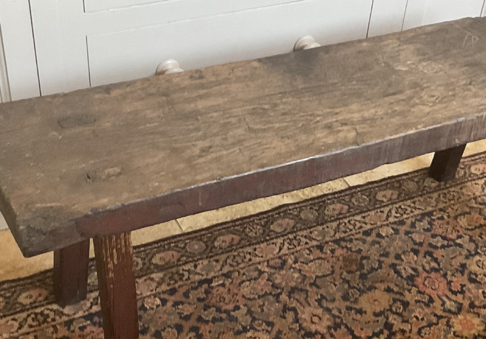 19th Century Welsh Oak Slab Pig Bench View VII