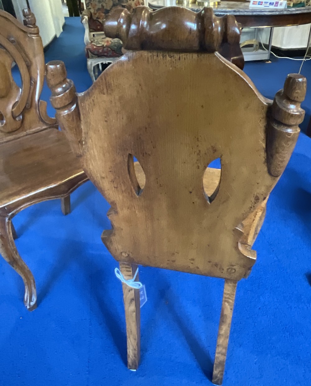 Pair of Victorian Oak Hall Chairs  View III
