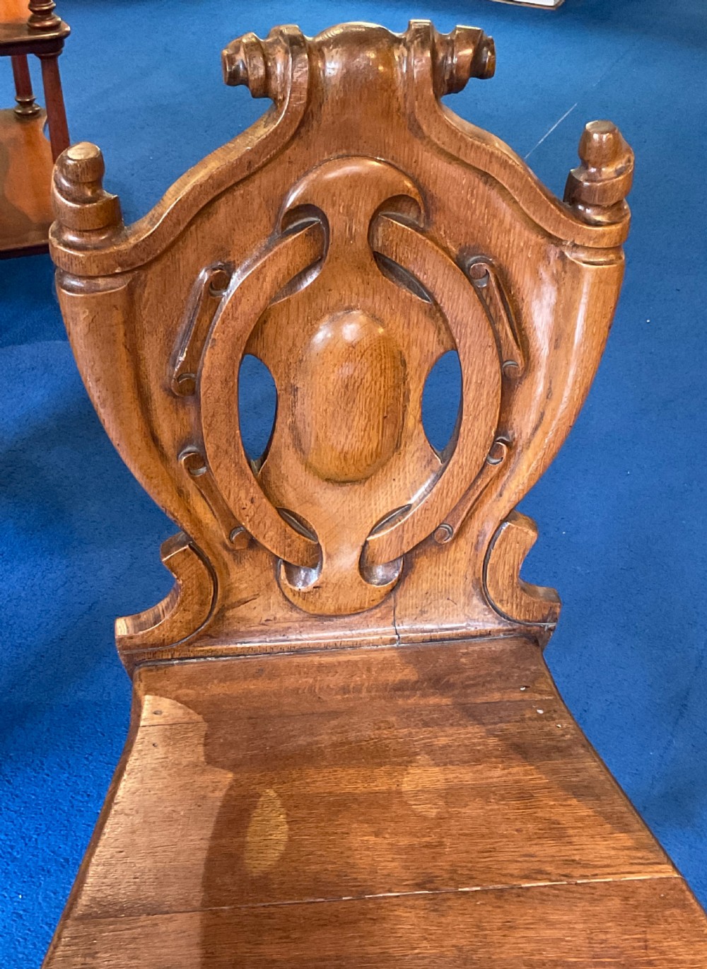 Pair of Victorian Oak Hall Chairs  View V