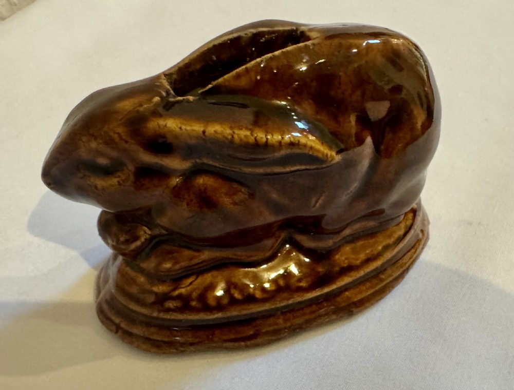 French Treacle Glaze Rabbit Money Box  View III
