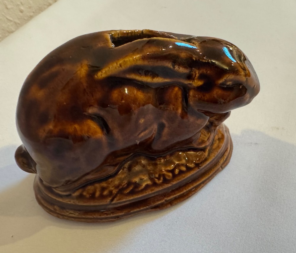 French Treacle Glaze Rabbit Money Box  View V