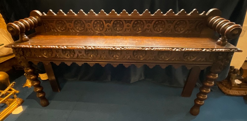 19th Century Oak Hall Bench 