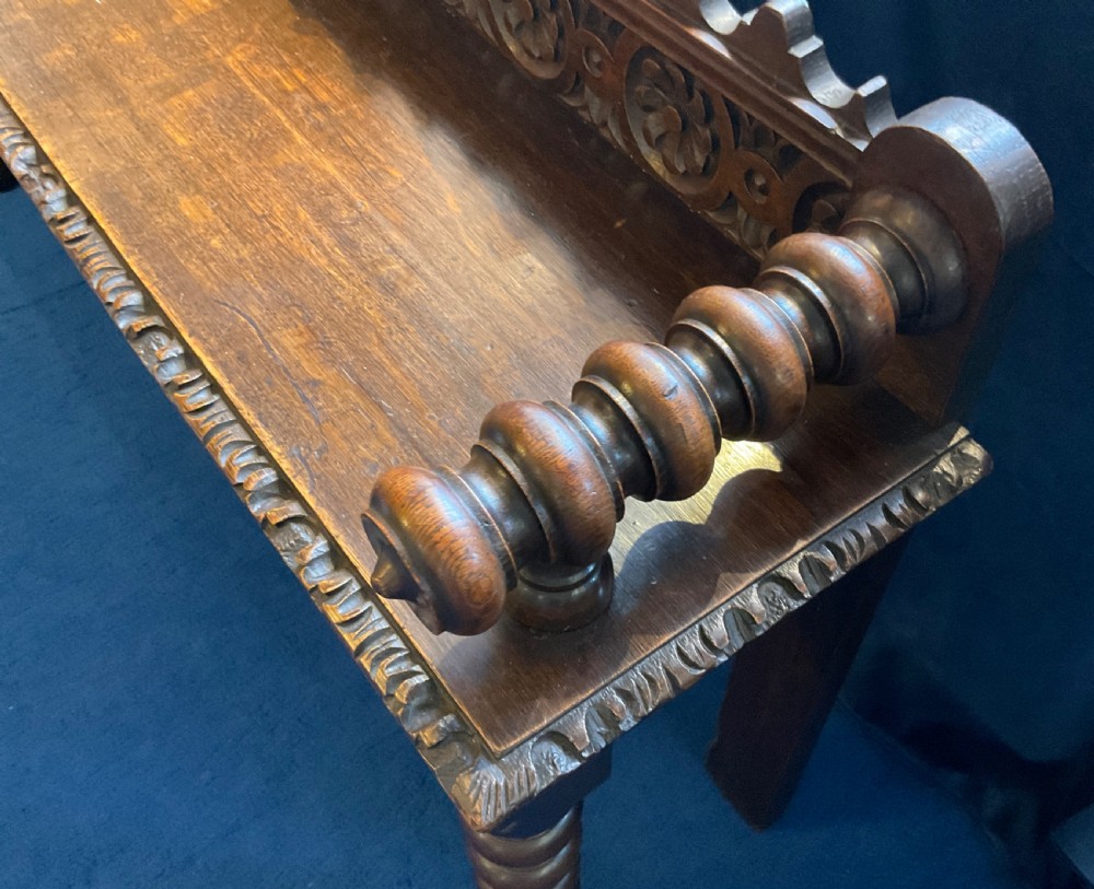 19th Century Oak Hall Bench  View II
