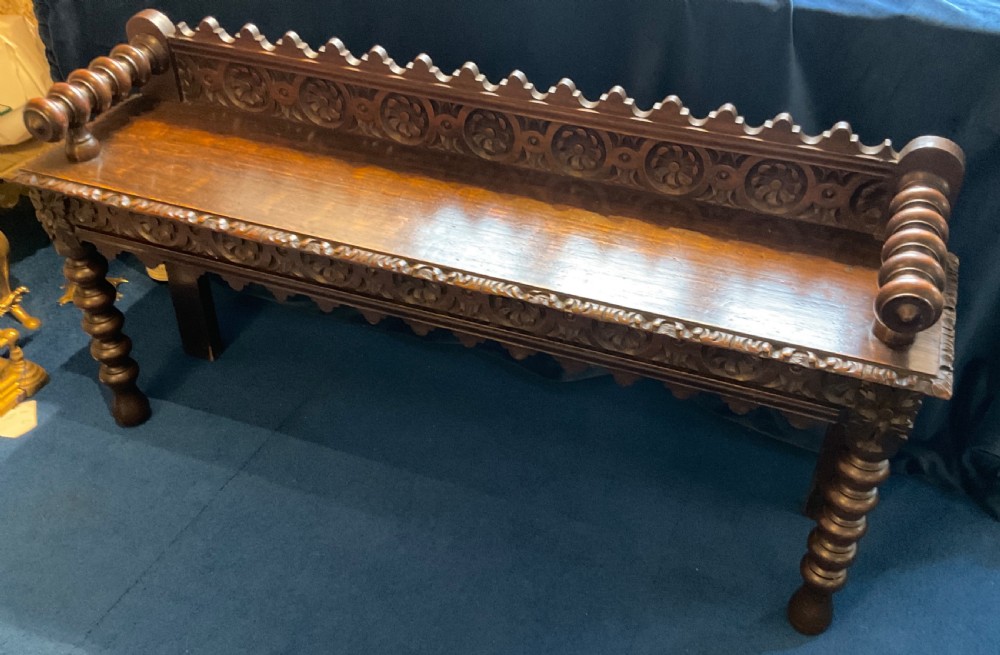 19th Century Oak Hall Bench  View VI