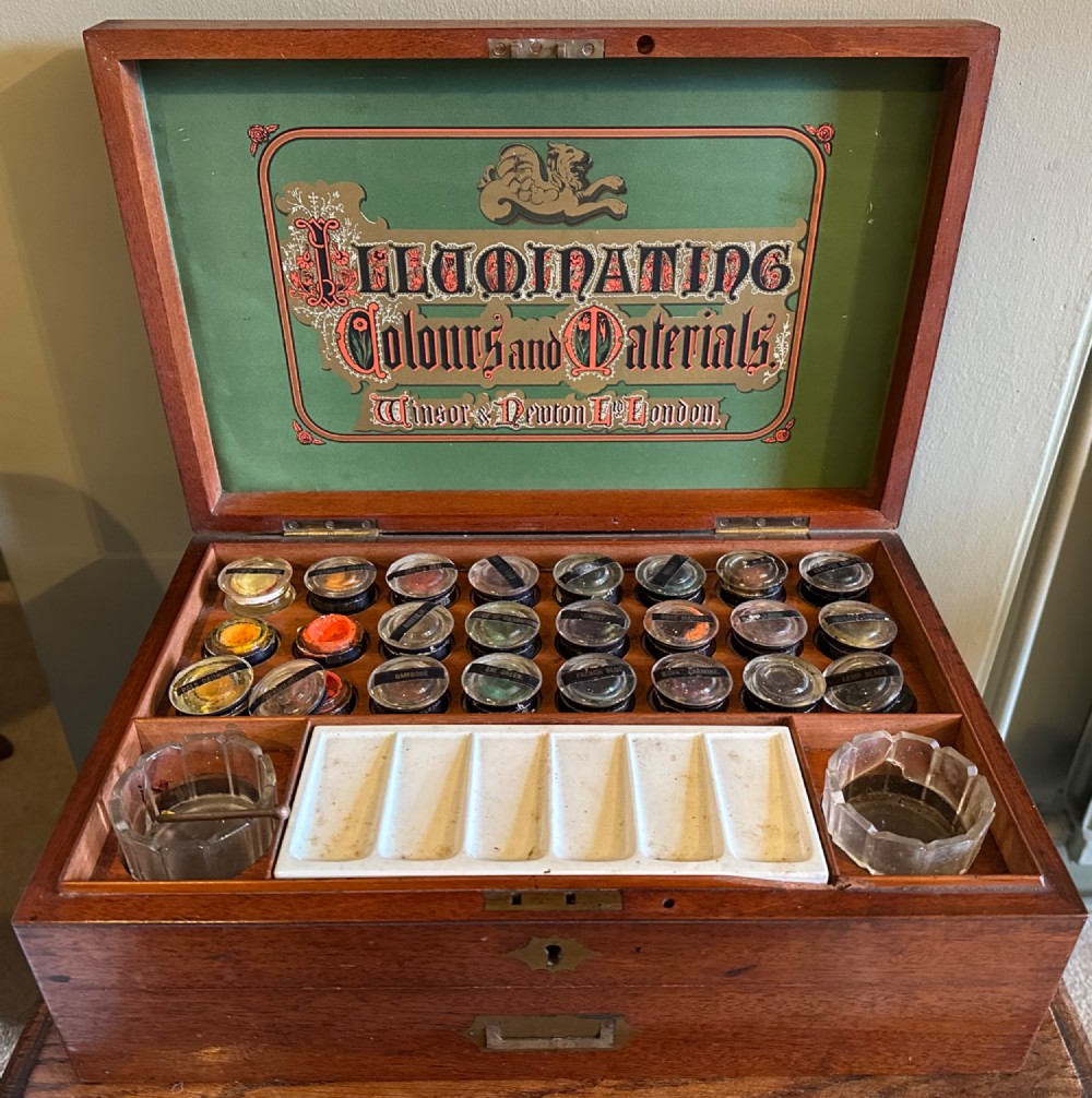 Large Mahogany Artist’s Box with original contents