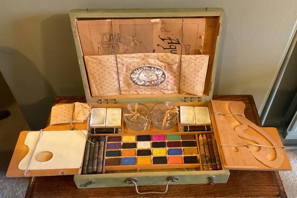 French Art Nouveau watercolour artist box View VI