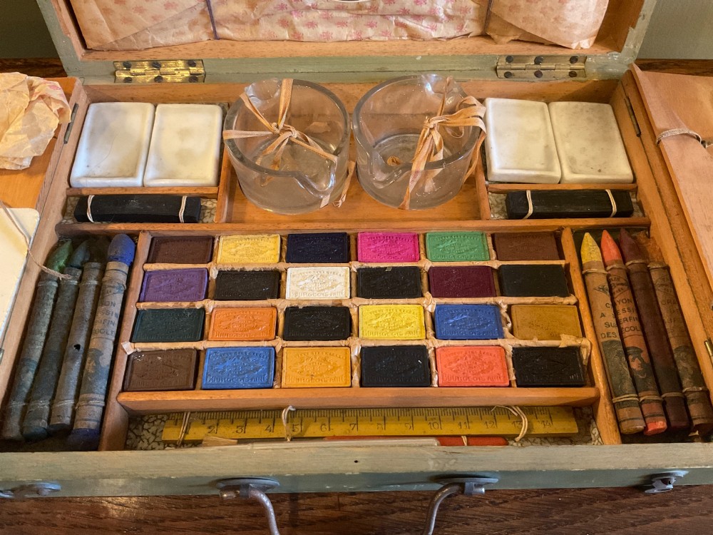French Art Nouveau watercolour artist box View VIII