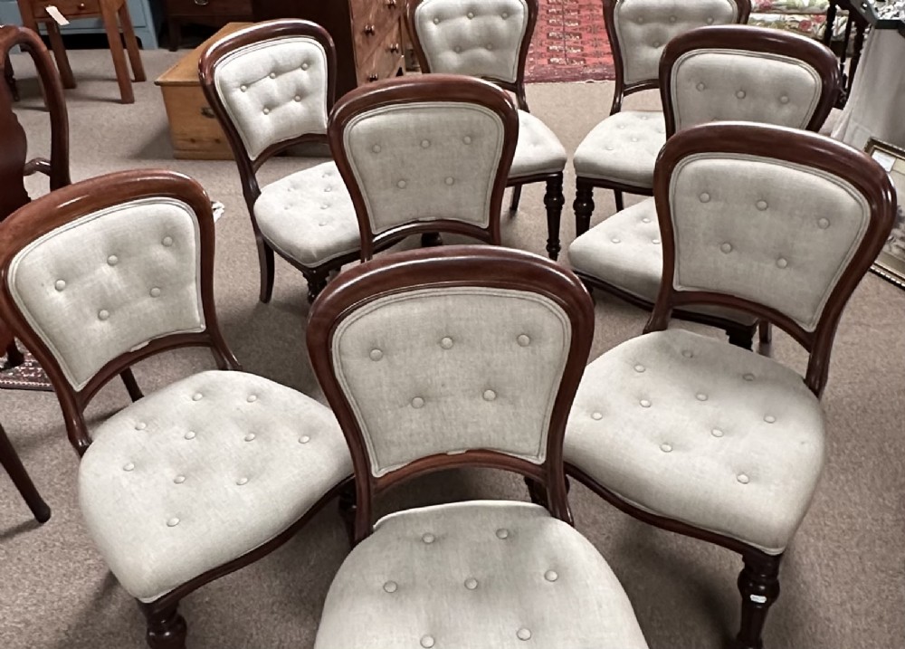 Gillows set of Eight Victorian Upholstered Dining Chairs