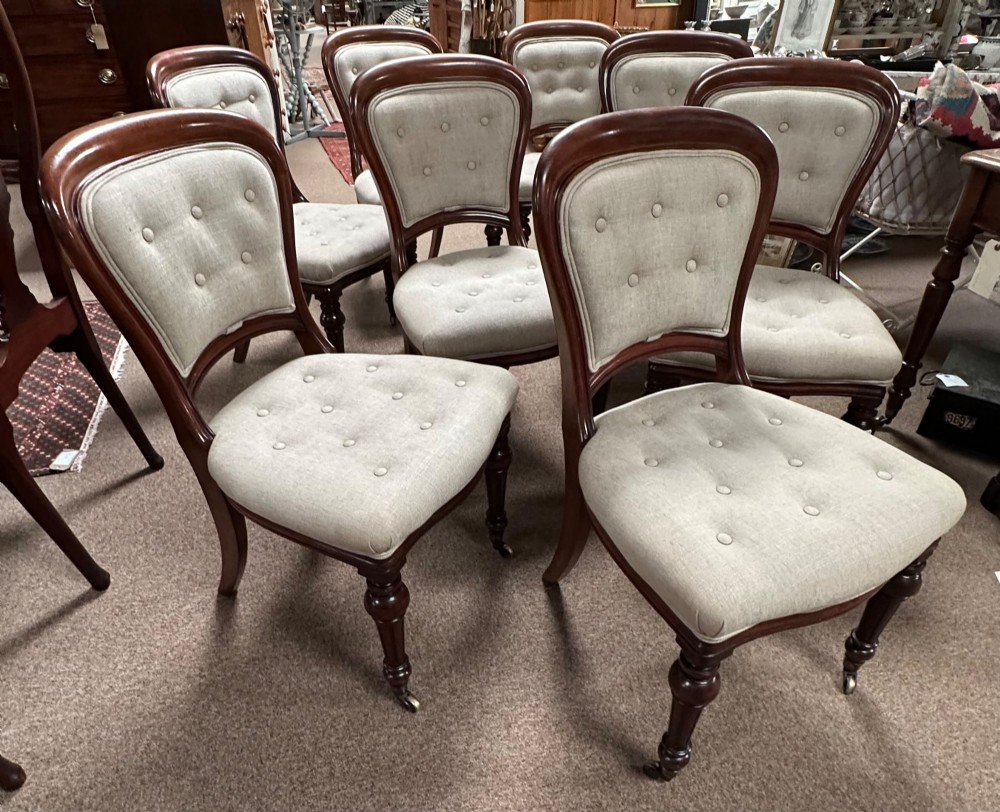 Gillows set of Eight Victorian Upholstered Dining Chairs View IX