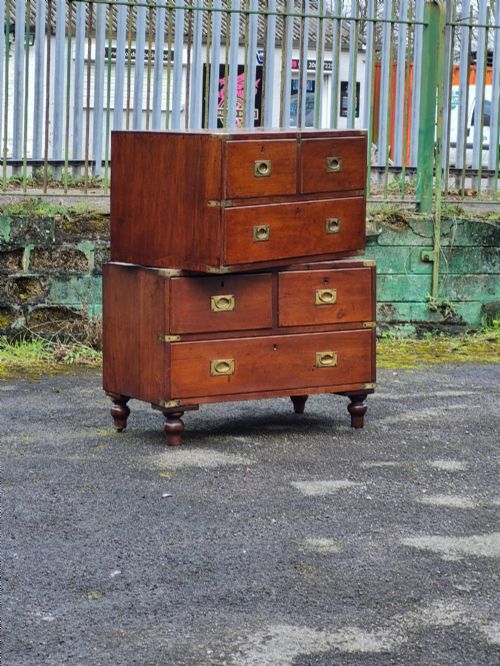 MAHOGONY CAMPAIGN CHEST OF DRAWERS
