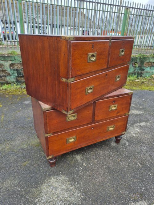 MAHOGONY CAMPAIGN CHEST OF DRAWERS - ADDITIONAL PHOTO 1