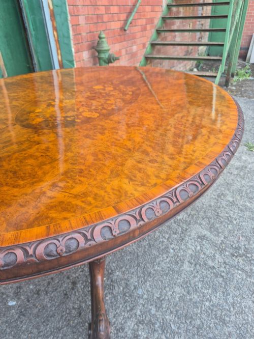 VICTORIAN BURR WALNUT BREAKFAST TABLE - ADDITIONAL PHOTO 2