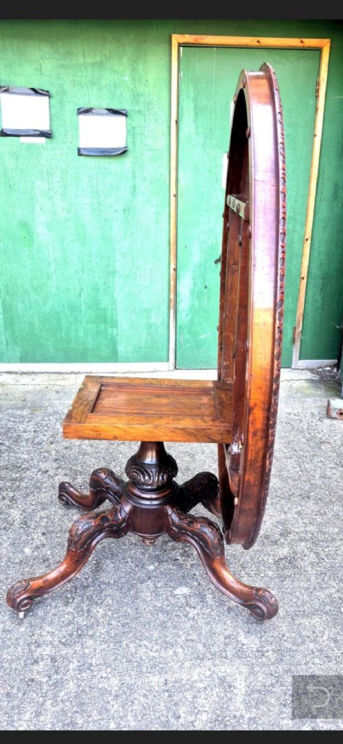 VICTORIAN BURR WALNUT BREAKFAST TABLE - ADDITIONAL PHOTO 5