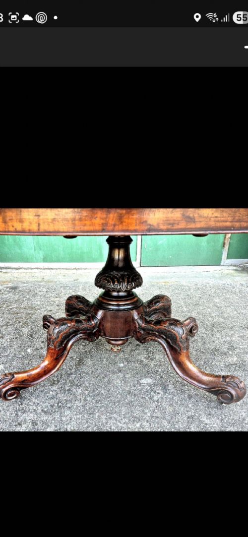 VICTORIAN BURR WALNUT BREAKFAST TABLE - ADDITIONAL PHOTO 6