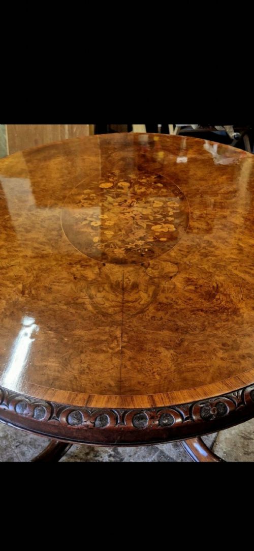 VICTORIAN BURR WALNUT BREAKFAST TABLE - ADDITIONAL PHOTO 7
