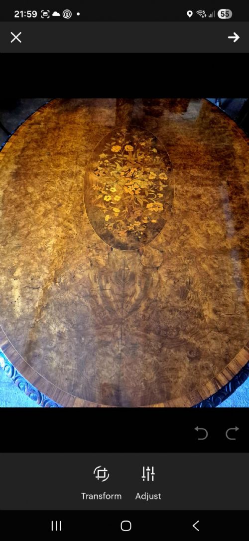 VICTORIAN BURR WALNUT BREAKFAST TABLE - ADDITIONAL PHOTO 9
