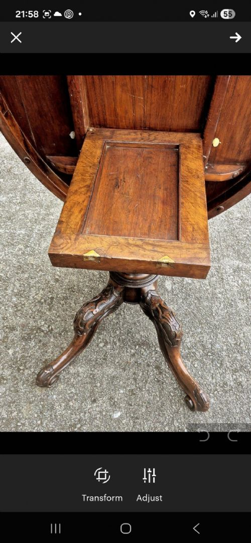 VICTORIAN BURR WALNUT BREAKFAST TABLE - ADDITIONAL PHOTO 10