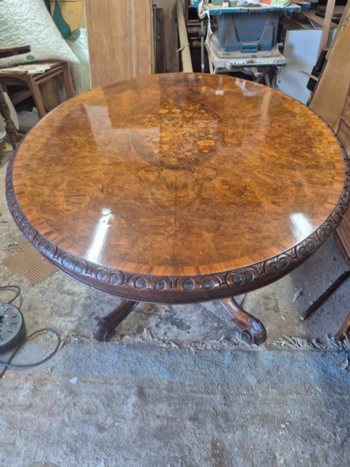 VICTORIAN BURR WALNUT BREAKFAST TABLE - ADDITIONAL PHOTO 12