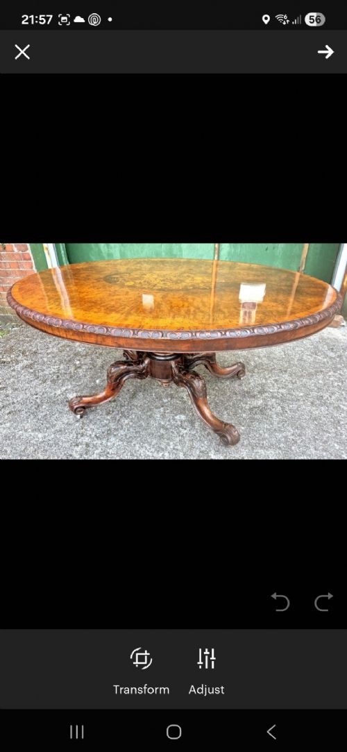 VICTORIAN BURR WALNUT BREAKFAST TABLE - ADDITIONAL PHOTO 13
