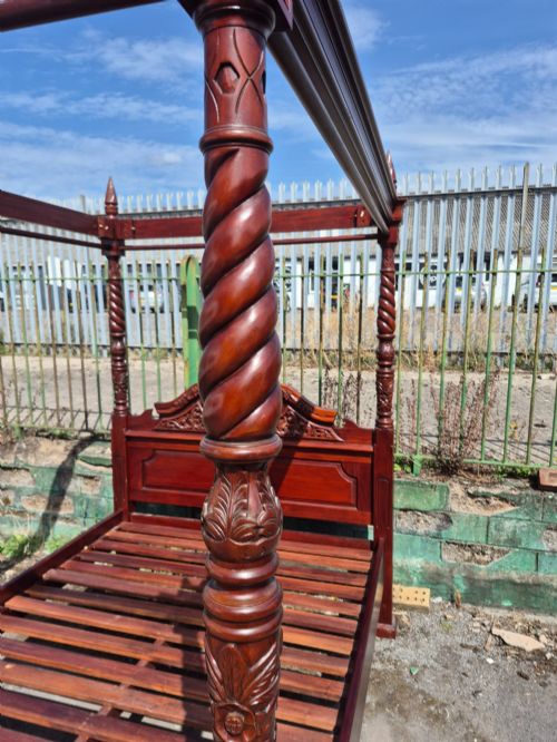 fig 3. Hand carved four poster. Standard double size 4 foot 6