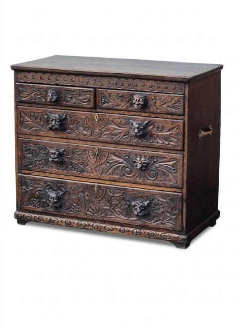 Victorian Green Man Grotesque Chest of Drawers