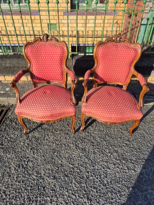 Pair of French Walnut Bedroom Chairs