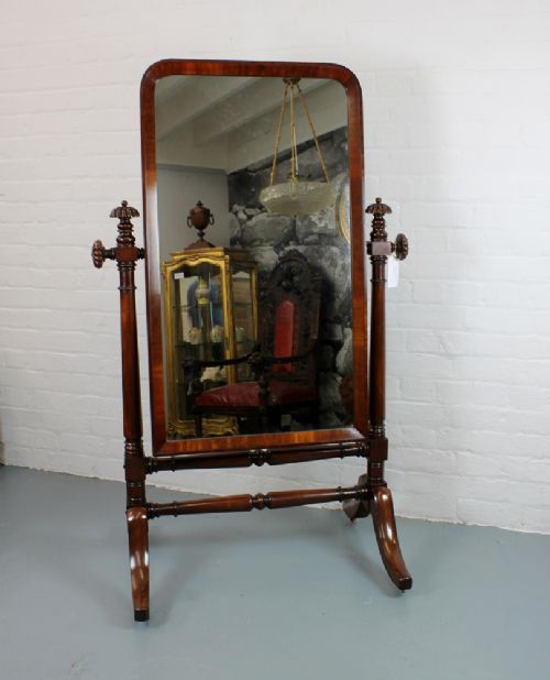 Mid 19th.c. Mahogany Cheval Dressing Mirror.