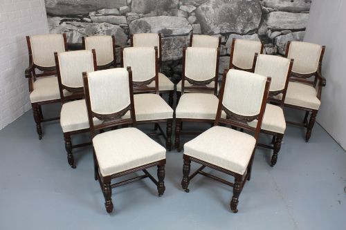 Set of 12 Victorian Mahogany Dining Chairs C.1880.