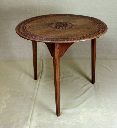 Carved Oak Cricket Table.