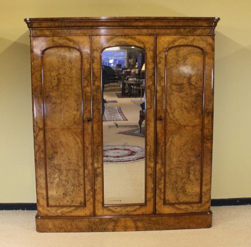 Mid 19th.c. Burr Walnut Triple Wardrobe.