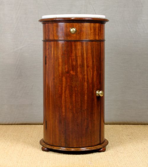 Marble Top Cylinder Bedside Cabinet.