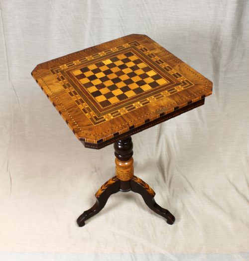 Italian Parquetry Games Table. C.1900.