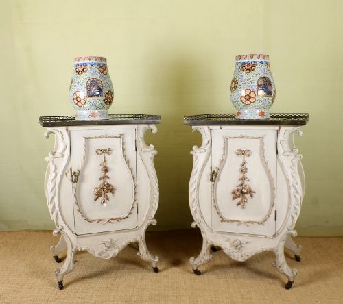 Pair French Painted Side Cabinets.