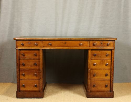 Victorian Oak Pedestal Desk.